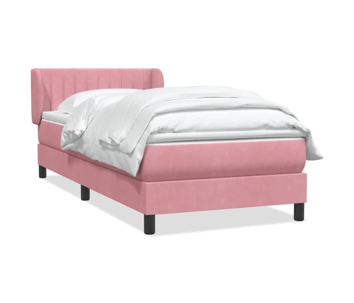 Cama box spring con colchón terciopelo rosa 80x210 cm