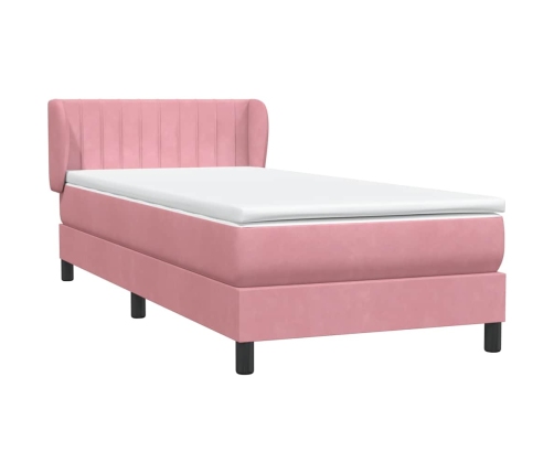 Cama box spring con colchón terciopelo rosa 80x210 cm