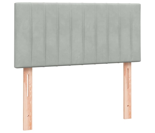 Cama box spring con colchón terciopelo gris claro 90x210 cm