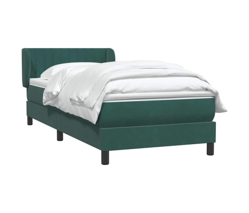 Cama box spring con colchón terciopelo verde oscuro 90x210 cm