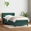 Cama box spring con colchón terciopelo verde oscuro 90x210 cm