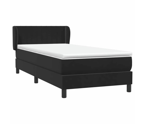 Cama box spring con colchón terciopelo negro 100x210 cm