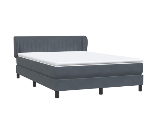 Cama box spring con colchón terciopelo gris oscuro 140x210 cm