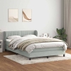 Cama box spring con colchón terciopelo gris claro 160x210 cm