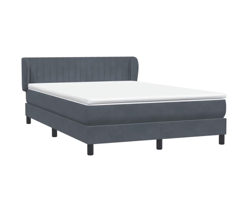 Cama box spring con colchón terciopelo gris oscuro 160x210 cm