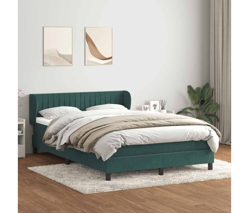 Cama box spring con colchón terciopelo verde oscuro 160x210 cm