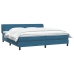 Cama box spring con colchones terciopelo azul oscuro 180x210 cm