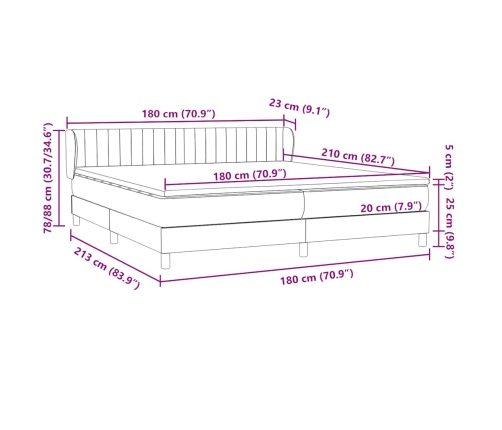 Cama box spring con colchones terciopelo azul oscuro 180x210 cm