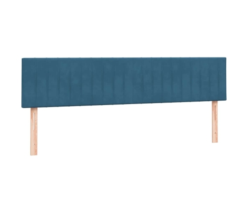 Cama box spring con colchones terciopelo azul oscuro 180x210 cm