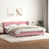 Cama box spring con colchones terciopelo rosa 180x210 cm