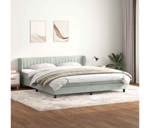 Cama box spring con colchones terciopelo gris claro 200x210 cm