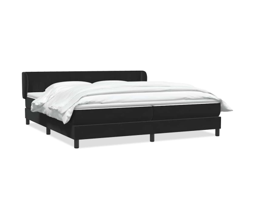 Cama box spring con colchones terciopelo negro 200x210 cm