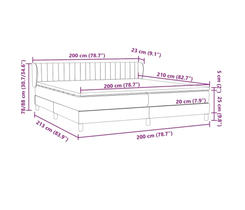 Cama box spring con colchones terciopelo verde oscuro 200x210cm