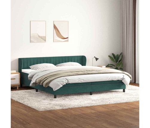 Cama box spring con colchones terciopelo verde oscuro 200x210cm