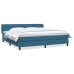 Cama box spring con colchones terciopelo azul oscuro 200x210 cm