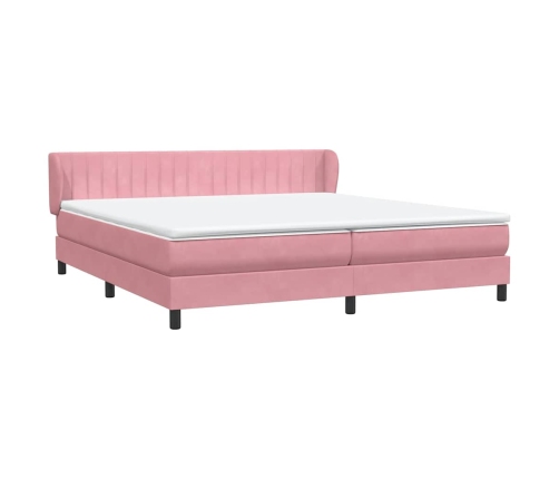 Cama box spring con colchones terciopelo rosa 200x210 cm