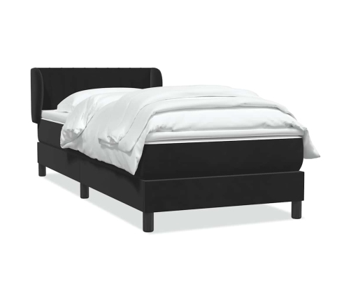 Cama box spring con colchón terciopelo negro 90x220 cm