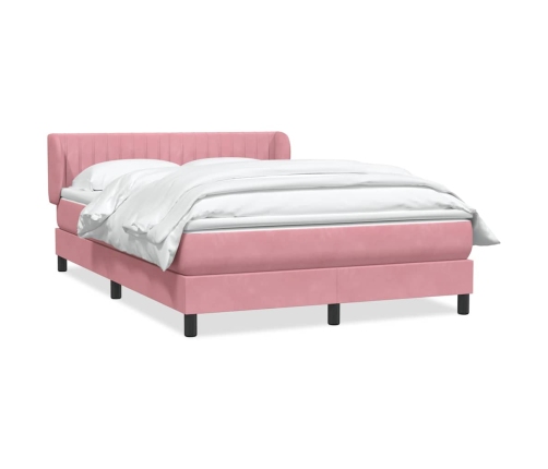 Cama box spring con colchón terciopelo rosa 140x220 cm