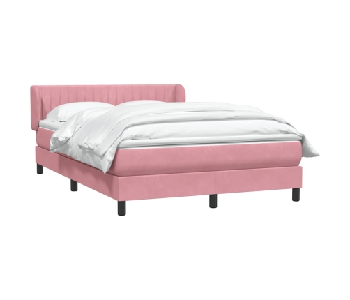 Cama box spring con colchón terciopelo rosa 140x220 cm