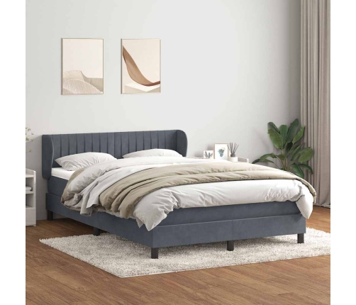 Cama box spring con colchón terciopelo gris oscuro 160x220 cm