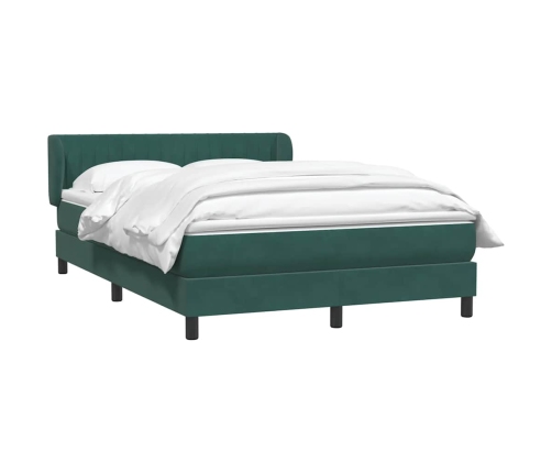 Cama box spring con colchón terciopelo verde oscuro 160x220 cm