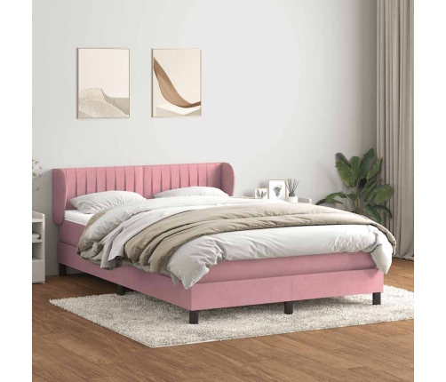 Cama box spring con colchón terciopelo rosa 160x220 cm