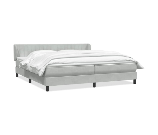 Cama box spring con colchones terciopelo gris claro 180x220 cm