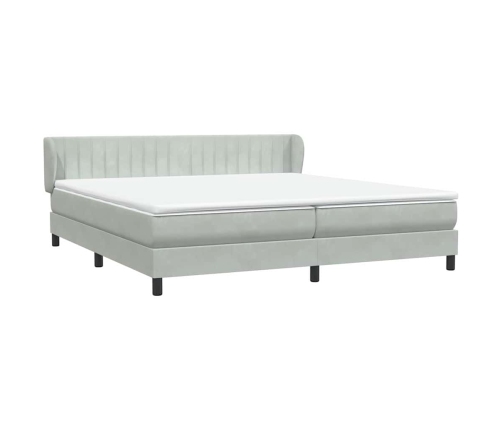 Cama box spring con colchones terciopelo gris claro 180x220 cm