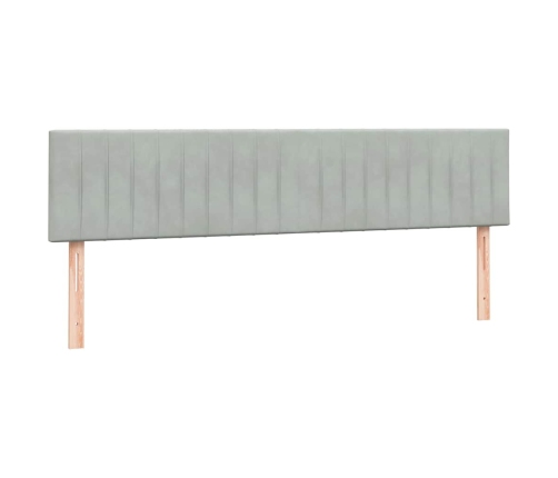 Cama box spring con colchones terciopelo gris claro 180x220 cm