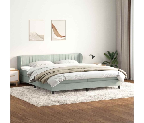 Cama box spring con colchones terciopelo gris claro 180x220 cm