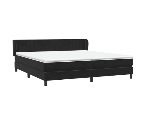 Cama box spring con colchones terciopelo negro 180x220 cm