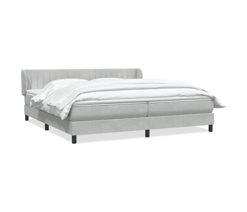 Cama box spring con colchones terciopelo gris claro 200x220 cm