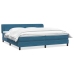 Cama box spring con colchones terciopelo azul oscuro 200x220 cm