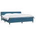 Cama box spring con colchones terciopelo azul oscuro 200x220 cm