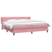 Cama box spring con colchones terciopelo rosa 200x220 cm