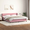 Cama box spring con colchones terciopelo rosa 200x220 cm