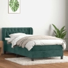 Cama box spring con colchón terciopelo verde oscuro 80x210 cm