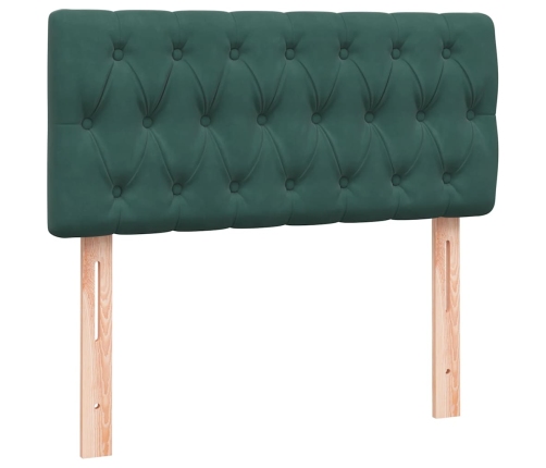 Cama box spring con colchón terciopelo verde oscuro 90x210 cm