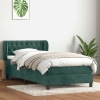 Cama box spring con colchón terciopelo verde oscuro 90x210 cm