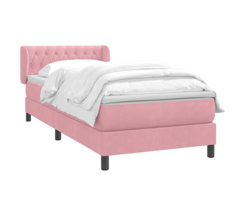 Cama box spring con colchón terciopelo rosa 90x210 cm