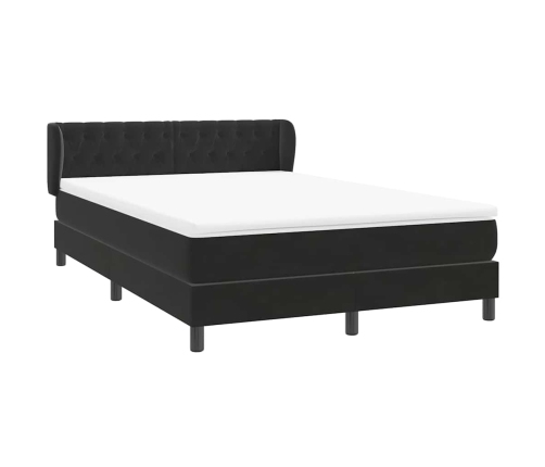 Cama box spring con colchón terciopelo negro 140x210 cm