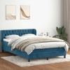 Cama box spring con colchón terciopelo azul oscuro 140x210 cm