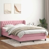 Cama box spring con colchón terciopelo rosa 140x210 cm