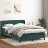 Cama box spring con colchón terciopelo verde oscuro 160x210 cm