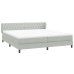 Cama box spring con colchones terciopelo gris claro 180x210 cm