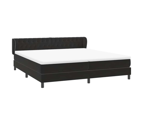 Cama box spring con colchones terciopelo negro 180x210 cm