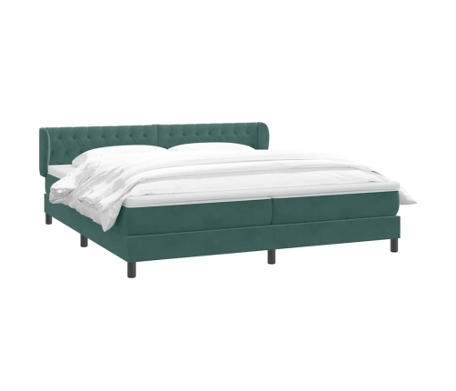 Cama box spring con colchones terciopelo verde oscuro 180x210cm