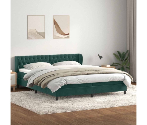 Cama box spring con colchones terciopelo verde oscuro 180x210cm