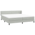 Cama box spring con colchones terciopelo gris claro 200x210 cm