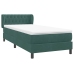 Cama box spring con colchón terciopelo verde oscuro 80x220 cm